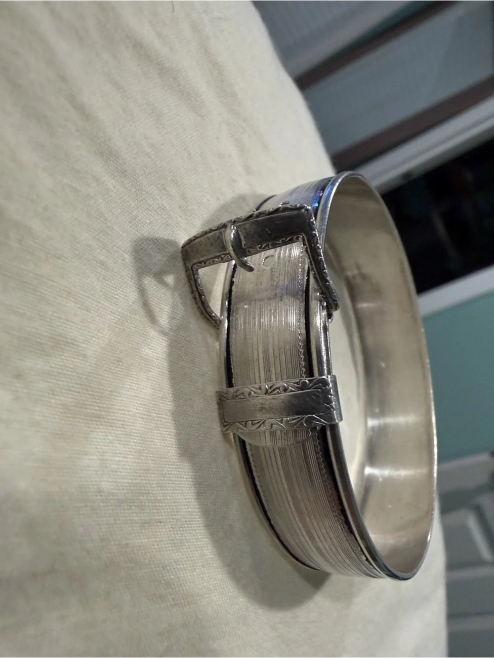Vintage-Hayward Sterling Silver- Engraved Buckle Bracelet